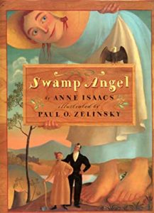 Giant woman overlooking couple on the cover of Swamp Angel