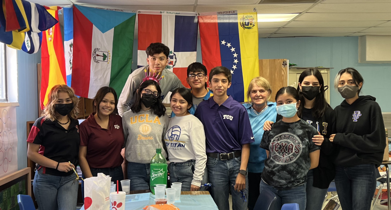 Shirley Castillo and students, teacher at IDEA Donna