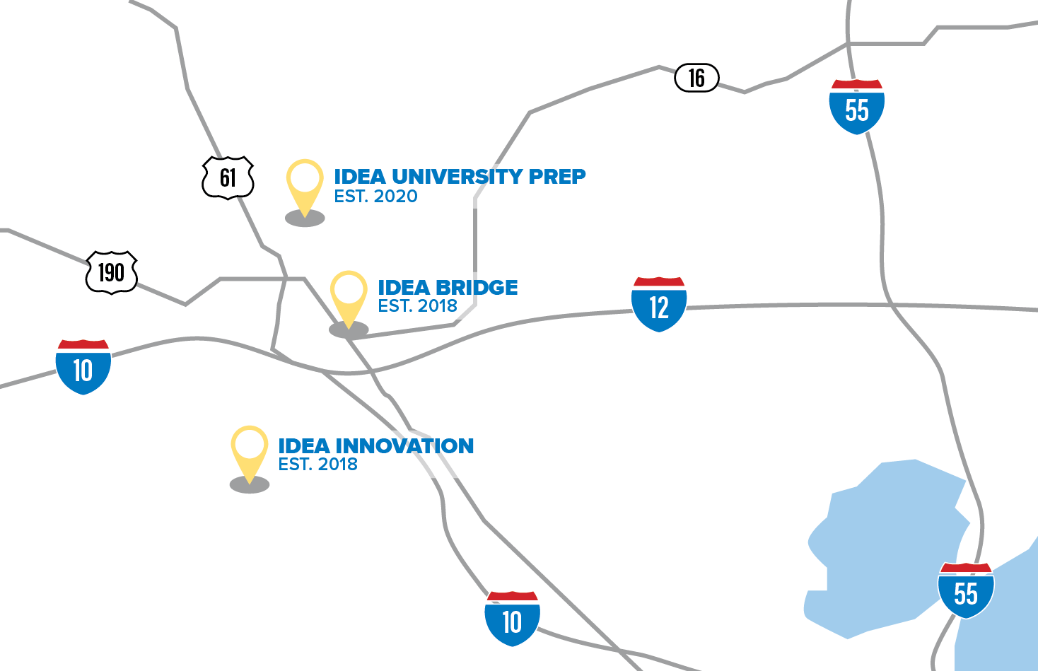 IDEA Louisianan Map of Campuses