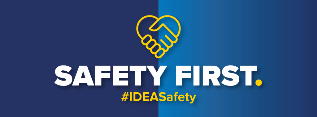 image of hands interlocking into a heart, Safety First #IDEASafety